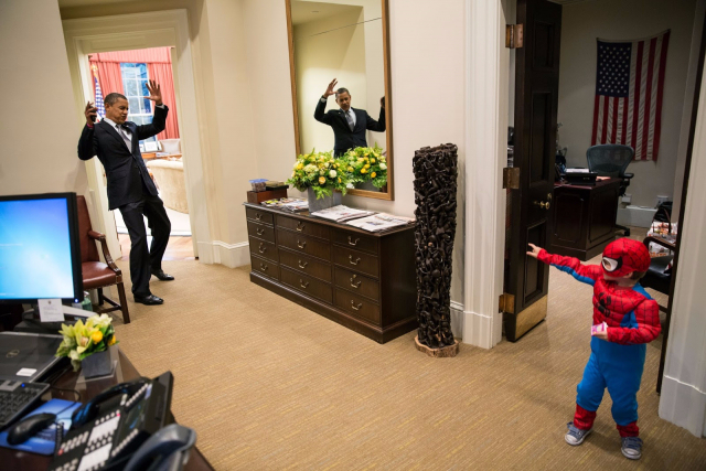 Barack Obama with Spider Man 2