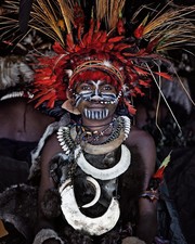 Αυτή η στολή με φτερά είναι μέρος της φυλετικής ένδυσης του λαού Παπούα της Νέας Γουινέας.