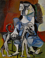 Femme Au Chien του Πάμπλο Πικάσο - 54,9 εκατ.δολ.   Ένας από τους μεγαλύτερους λάτρεις των σκύλων ήταν οπωσδήποτε ο Πάμπλο Πικάσο. Στα έργα του κυβιστή ζωγράφου πολλές φορές οι μορφές του εμφανίζονται παρέα με ένα σκύλο. Στο συγκεκριμένο έργο, πρωταγωνιστεί το δικό του αφγανικό λαγωνικό, ο Καμπούλ, δίπλα στην τελευταία μούσα του και σύζυγό του, Ζακλίν Ροκ. 