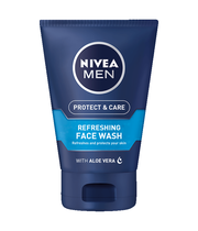 NIVEA MEN, PROTECT & CARE REFRESHING FACE WASH. Με Aloe Vera και Pro-Vitamin B5, προσφέρει βαθύ καθαρισμό και βοηθά στην απομάκρυνση των ρύπων και της περιττής λιπαρότητας του προσώπου. 
