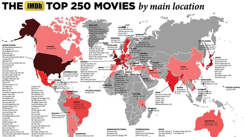 Παγκόσμιος Χάρτης σου δείχνει πού γυρίστηκαν οι 250 καλύτερες ταινίες του IMDb