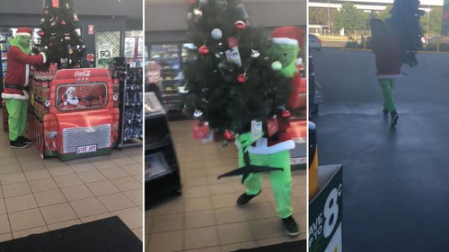 Ντύθηκε Grinch και άρχισε να κλέβει χριστουγεννιάτικα δέντρα!